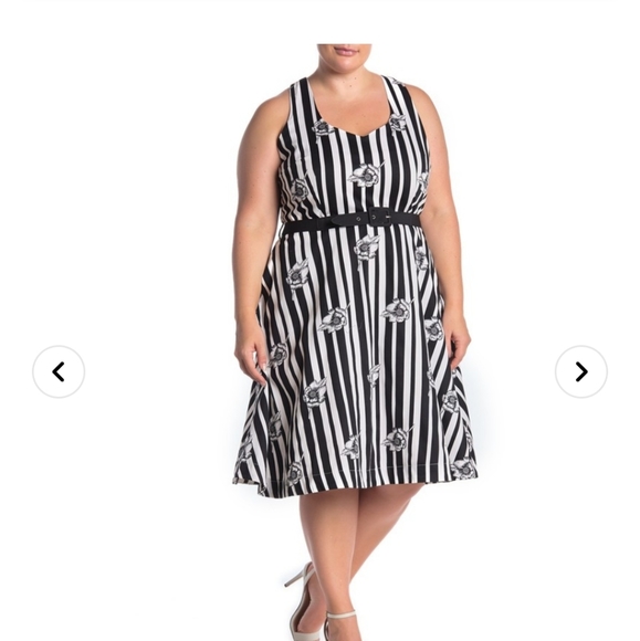 NWOT CITY CHIC ROSE PRINT STRIPED DRESS. SZ XXL/24 - Picture 3 of 7